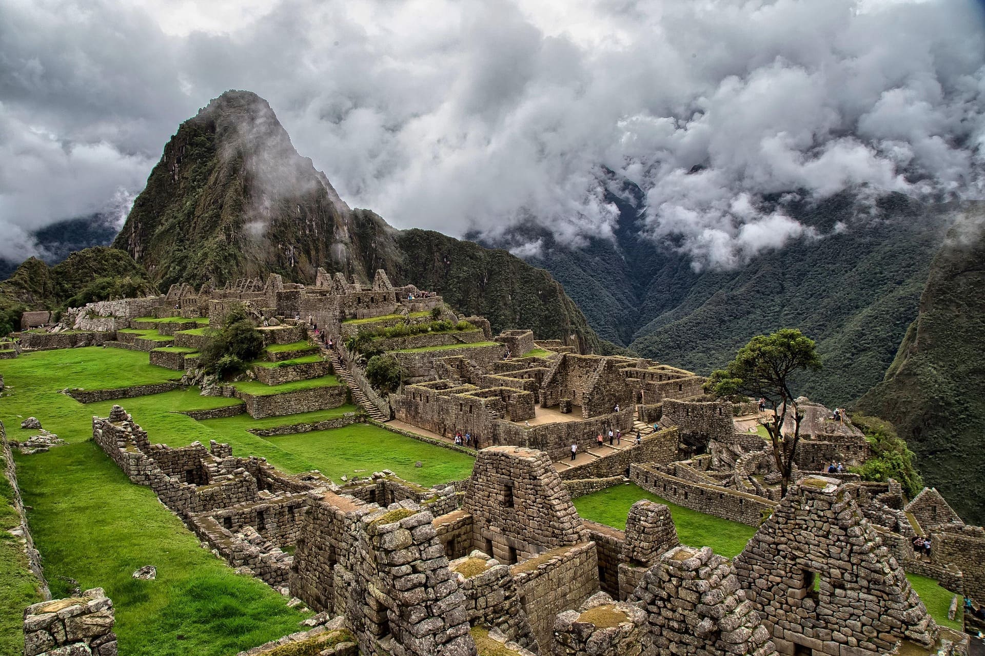 Machu picchu vista dall'alto, città antica